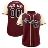 Custom Burgundy Cream Raglan Sleeves Authentic Baseball Jersey