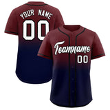 Custom Burgundy Navy Gradient Fashion Authentic Baseball Jersey