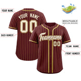 Custom Burgundy Old Gold Stripe Fashion Authentic Baseball Jersey