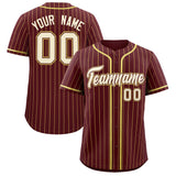 Custom Burgundy Old Gold Stripe Fashion Authentic Baseball Jersey
