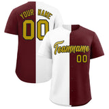 Custom White Burgundy Two Tone Striped Fashion Authentic Baseball Jersey