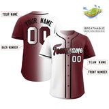 Custom White Burgundy Two Tone Gradient Fashion Authentic Baseball Jersey