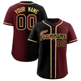 Custom Black Burgundy Two Tone Gradient Fashion Authentic Baseball Jersey