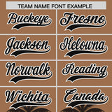 Custom Light Brown Black Graffiti Pattern Personalized Bossinia Style Authentic Baseball Jersey