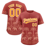 Custom Red Teabrown Graffiti Pattern Personalized Bossinia Style Authentic Baseball Jersey