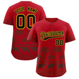 Custom Red Light Brown Graffiti Pattern Personalized Bossinia Style Authentic Baseball Jersey