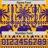 Custom Gold Purple Graffiti Pattern Personalized Bossinia Style Authentic Baseball Jersey