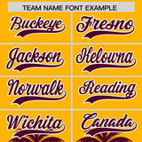 Custom Gold Crimson Graffiti Pattern Personalized Bossinia Style Authentic Baseball Jersey