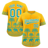Custom Gold Bright Green Graffiti Pattern Personalized Bossinia Style Authentic Baseball Jersey