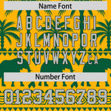 Custom Gold Green Graffiti Pattern Personalized Bossinia Style Authentic Baseball Jersey