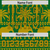 Custom Kelly Green Old Gold Graffiti Pattern Personalized Bossinia Style Authentic Baseball Jersey