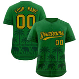 Custom Kelly Green Green Graffiti Pattern Personalized Bossinia Style Authentic Baseball Jersey