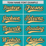 Custom Aqua Khaki Graffiti Pattern Personalized Bossinia Style Authentic Baseball Jersey