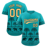 Custom Aqua Midnight Green Graffiti Pattern Personalized Bossinia Style Authentic Baseball Jersey