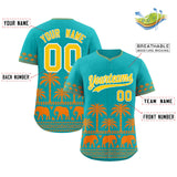 Custom Aqua Orange Graffiti Pattern Personalized Bossinia Style Authentic Baseball Jersey