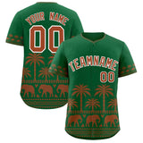 Custom Kelly Green Texas Orange Graffiti Pattern Personalized Bossinia Style Authentic Baseball Jersey