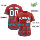 Custom Red Teal Graffiti Pattern Personalized Bossinia Style Authentic Baseball Jersey