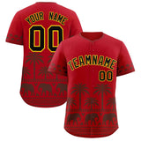 Custom Red Light Brown Graffiti Pattern Personalized Bossinia Style Authentic Baseball Jersey