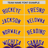 Custom Gold Purple Graffiti Pattern Personalized Bossinia Style Authentic Baseball Jersey