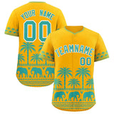 Custom Gold Bright Green Graffiti Pattern Personalized Bossinia Style Authentic Baseball Jersey