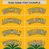 Custom Gold Green Graffiti Pattern Personalized Bossinia Style Authentic Baseball Jersey