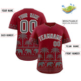 Custom Crimson Gray Graffiti Pattern Personalized Bossinia Style Authentic Baseball Jersey