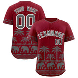 Custom Crimson Gray Graffiti Pattern Personalized Bossinia Style Authentic Baseball Jersey