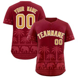 Custom Crimson Light Red Graffiti Pattern Personalized Bossinia Style Authentic Baseball Jersey