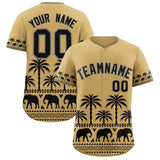Custom Khaki Black Graffiti Pattern Personalized Bossinia Style Authentic Baseball Jersey
