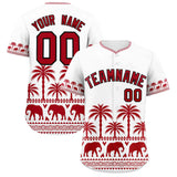 Custom White Red Graffiti Pattern Personalized Bossinia Style Authentic Baseball Jersey