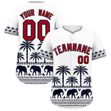 Custom White Navy Graffiti Pattern Personalized Bossinia Style Authentic Baseball Jersey