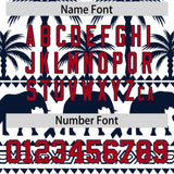 Custom White Navy Graffiti Pattern Personalized Bossinia Style Authentic Baseball Jersey