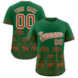 Custom Kelly Green Texas Orange Graffiti Pattern Personalized Bossinia Style Authentic Baseball Jersey