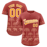 Custom Red Teabrown Graffiti Pattern Personalized Bossinia Style Authentic Baseball Jersey