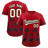Custom Red Midnight Green Graffiti Pattern Personalized Bossinia Style Authentic Baseball Jersey