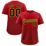 Custom Red Light Brown Graffiti Pattern Personalized Bossinia Style Authentic Baseball Jersey