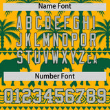 Custom Gold Green Graffiti Pattern Personalized Bossinia Style Authentic Baseball Jersey