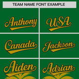 Custom Kelly Green Old Gold Graffiti Pattern Personalized Bossinia Style Authentic Baseball Jersey