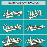 Custom Aqua Brown Graffiti Pattern Personalized Bossinia Style Authentic Baseball Jersey