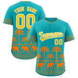 Custom Aqua Orange Graffiti Pattern Personalized Bossinia Style Authentic Baseball Jersey
