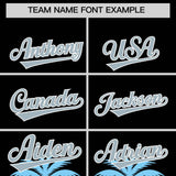 Custom Black Powder Blue Graffiti Pattern Personalized Bossinia Style Authentic Baseball Jersey
