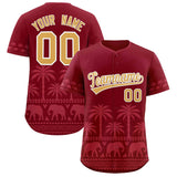 Custom Crimson Light Red Graffiti Pattern Personalized Bossinia Style Authentic Baseball Jersey
