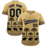 Custom Khaki Black Graffiti Pattern Personalized Bossinia Style Authentic Baseball Jersey