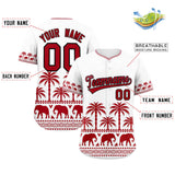 Custom White Red Graffiti Pattern Personalized Bossinia Style Authentic Baseball Jersey