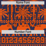 Custom Navy Orange Graffiti Pattern Personalized Bossinia Style Authentic Baseball Jersey