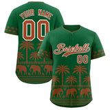 Custom Kelly Green Texas Orange Graffiti Pattern Personalized Bossinia Style Authentic Baseball Jersey