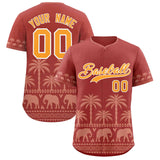 Custom Red Teabrown Graffiti Pattern Personalized Bossinia Style Authentic Baseball Jersey