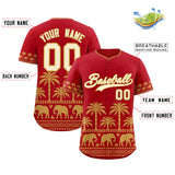 Custom Red Old Gold Graffiti Pattern Personalized Bossinia Style Authentic Baseball Jersey