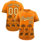 Custom Orange Light Brown Graffiti Pattern Personalized Bossinia Style Authentic Baseball Jersey