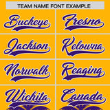 Custom Gold Purple Graffiti Pattern Personalized Bossinia Style Authentic Baseball Jersey